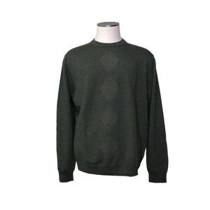 Nordstrom Men's XL Green Lightweight 100% Extra Fine Merino Wool Diamond Pattern